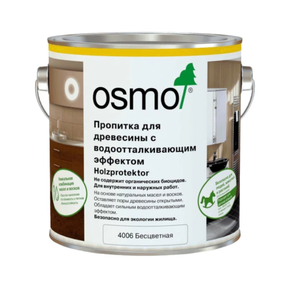 Водоотталкивающая пропитка для древесины Osmo Holzprotektor 4006 2,5 л